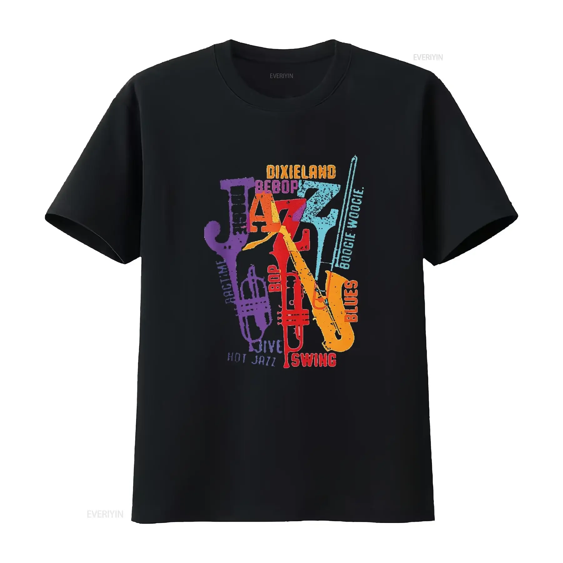 

Music Design for Jazz Dixieland Swing Blues T Shirt White 2XL vintage Washed fashion Casual designer clothes