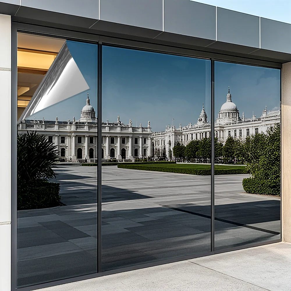 One-Way Mirror Privacy Window Film-Sun Blocking Heat Control Film Anti-Glare Nano-Ceramic Window Tint Static Cling Easy Install