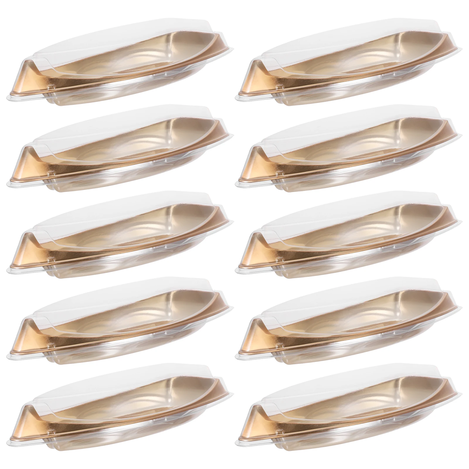 

10pcs Sushi Box Japanese Style Disposable Sashimi Tray Plastic Type Takeout Containers Boat Shaped Storage Boxes For
