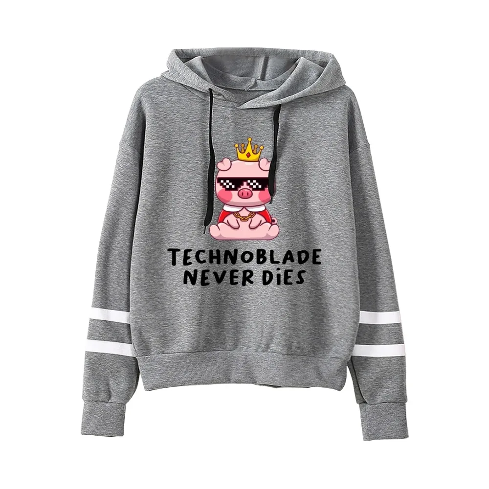 Technoblade Nooit Dies Unisex Zakloze Parallelle Staven Mouw Sweatshirt Dames Heren Hoodie 2022 Rust in Vrede Kleding