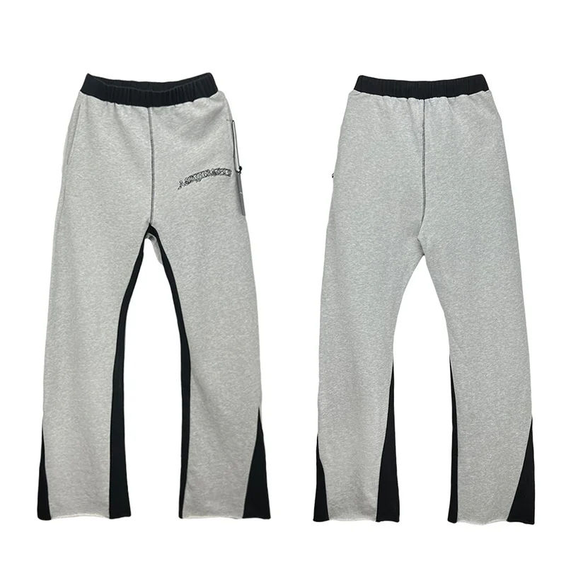 

Terry Fabric Color Matching Sweatpants Men Women 1:1 High Quality Embroidered Logo Casual Pants