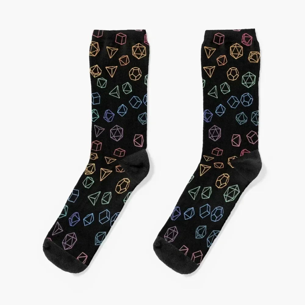 

DnD Dice Rainbow on Black Pattern Socks designer brand cartoon hip hop basketball Men Socks Luxury Brand Women's
