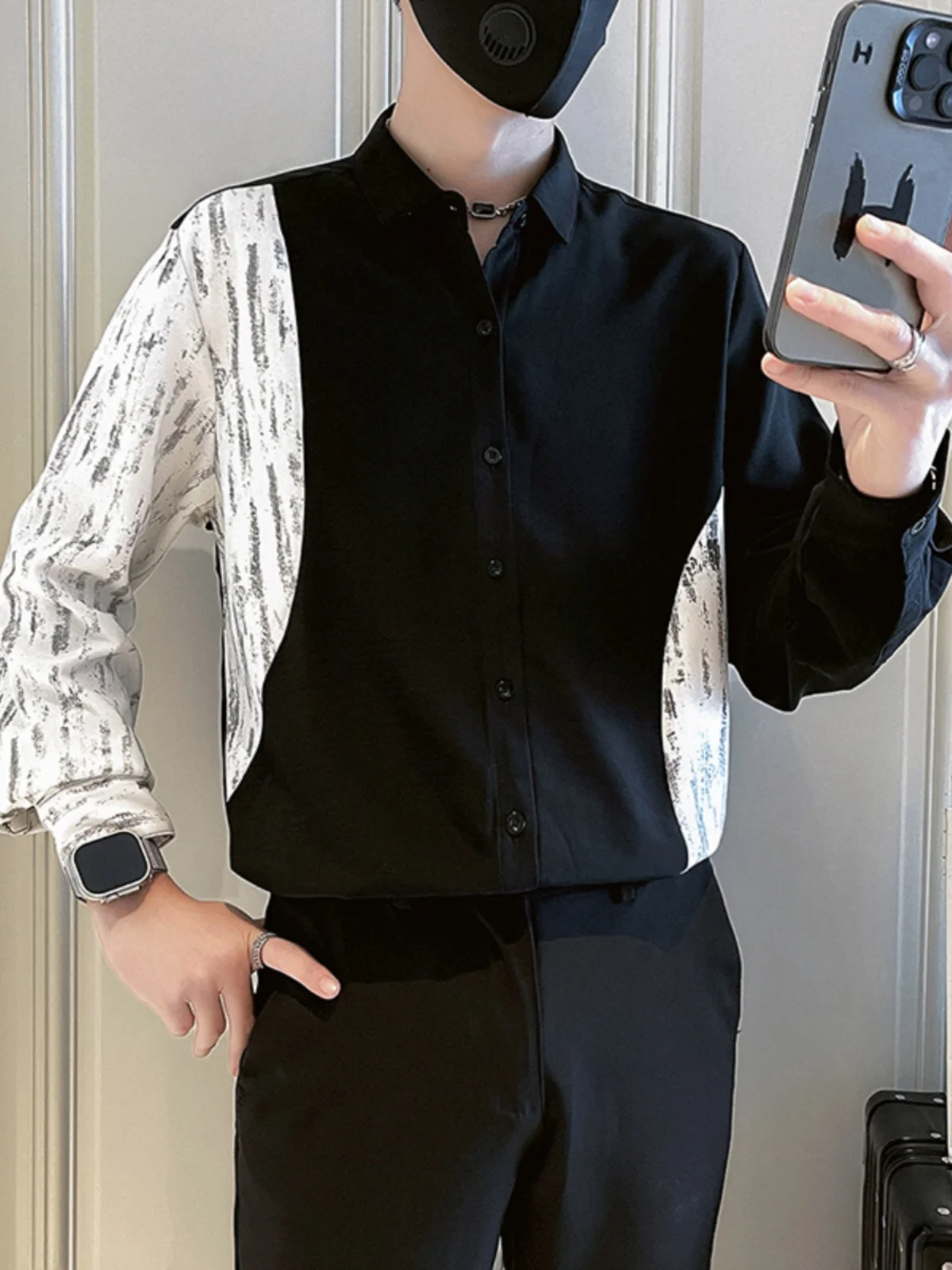 

Casual Patchwork Long Sleeve Men's Shirt Design Sense Spring Autumn Trendy Brand 2026 New Men's Wear Top Casual Shirt