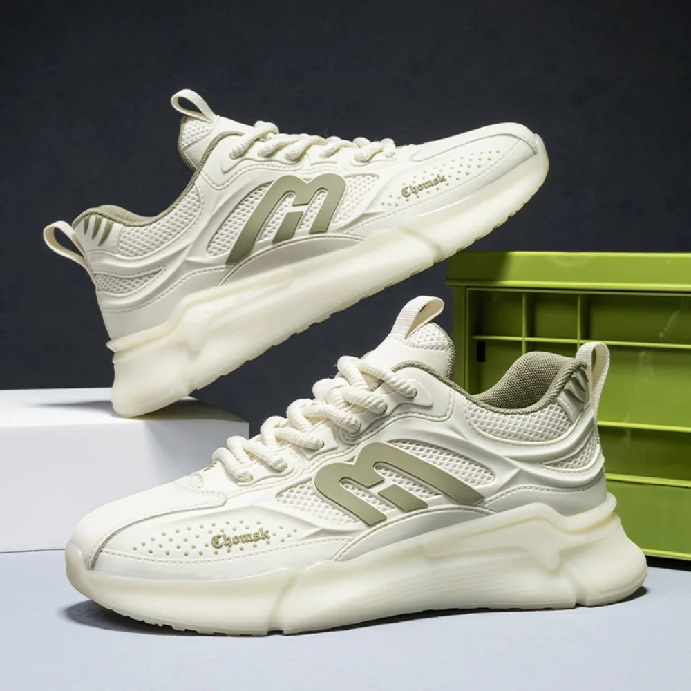 

Мужские дышащие летние спортивные кроссовки 2026 года с толстой подошвой, сетчатым верхом, повседневные, на мягкой подошве, модные, молодежные, спортивная обувь
