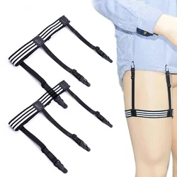 Men's Shirt Stays Adjustable Elastic Shirt Tuckers Garters Shirt Holders with Non-Slip Locking Clamps for Police Military-Black