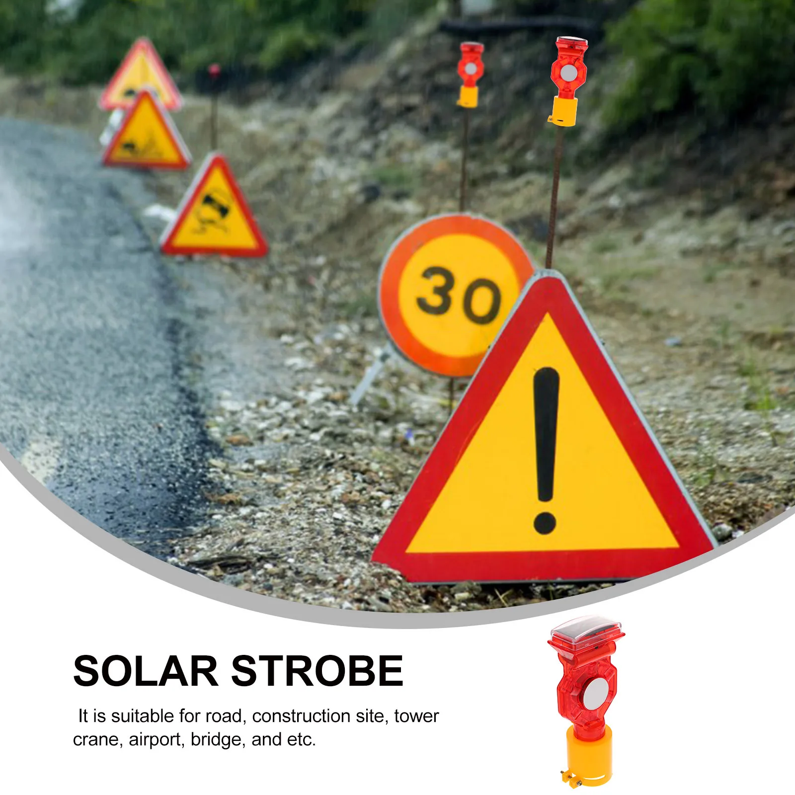 ضوء وامض مزدوج الجوانب يعمل بالطاقة الشمسية ومضاد للمطر في حالات الطوارئ لرافعة بناء الطرق وجسر المطار #1