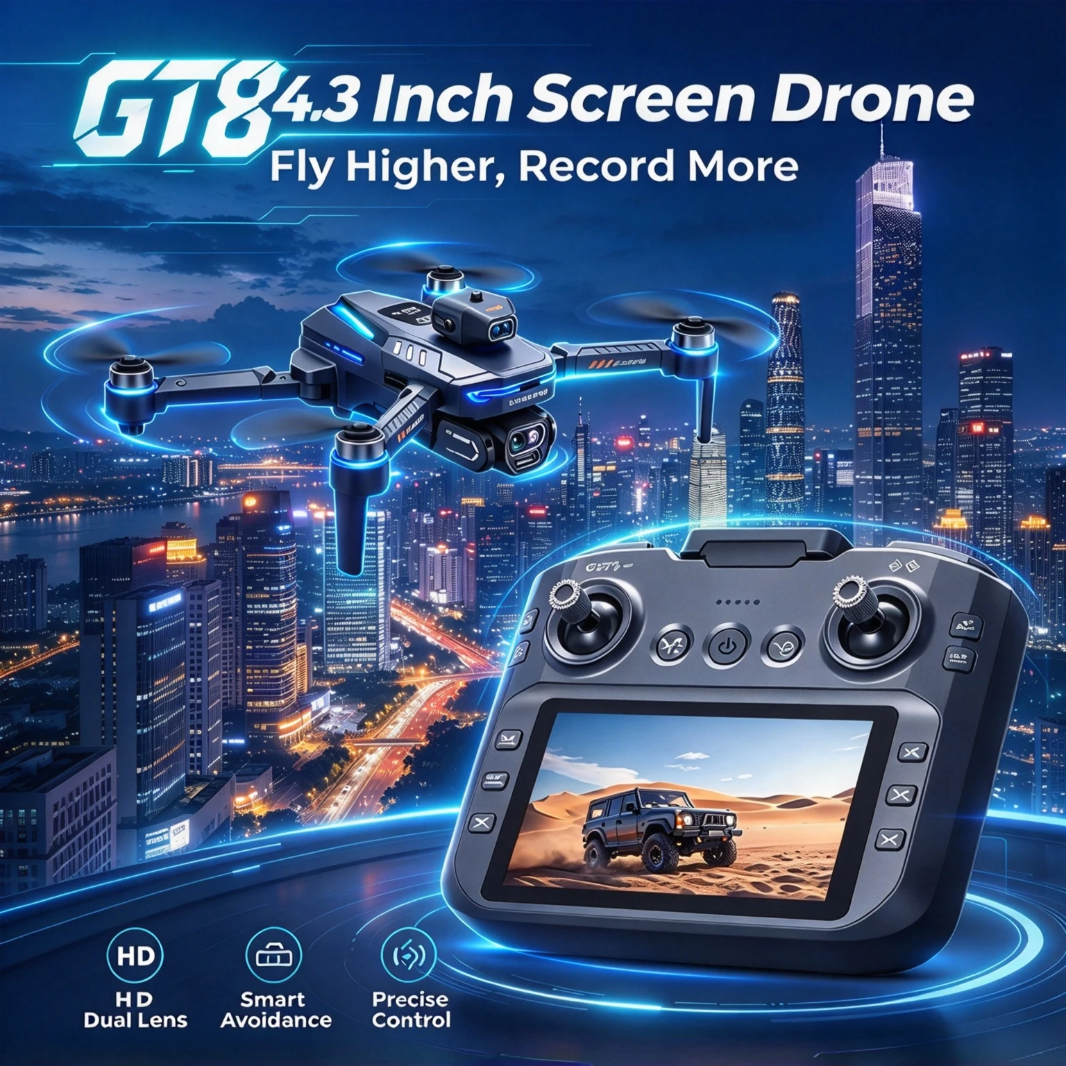 GT8 8K GPS Drone, Professional Dual Camera, FPV Brushless Motor, Optical Flow Hovering, Foldable Quadcopter, 4K RC Dron Toy.