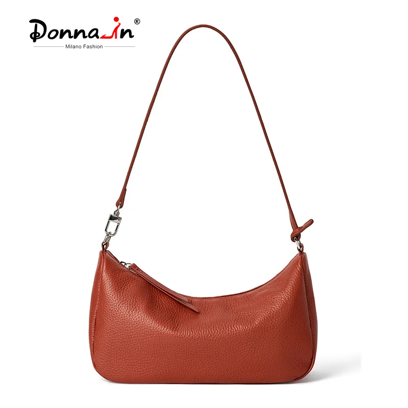 

Donna-in First Layer Cow Leather Shoulder Bag for Women Genuine Calfskin Underarm Crescent Handbag Full Grained Casual Fashion