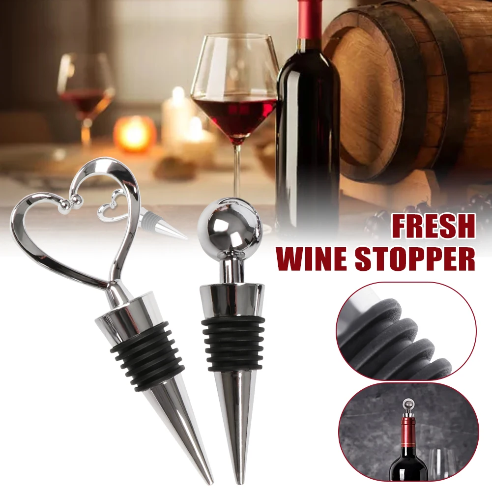 Wine Bottle Stopper Heart/Ball Shaped Red Wine Beverage Champagne Preserver Cork Wedding Favors Xmas Gifts for Wine Lovers