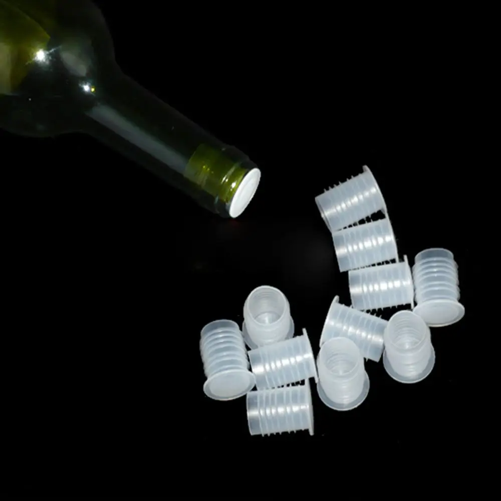 Tapa transparente para botella de vino y cerveza, tapón de plástico de grado grueso, 10 Uds., tapón para botella de cerveza, tapas de plástico PE, 7 tornillos