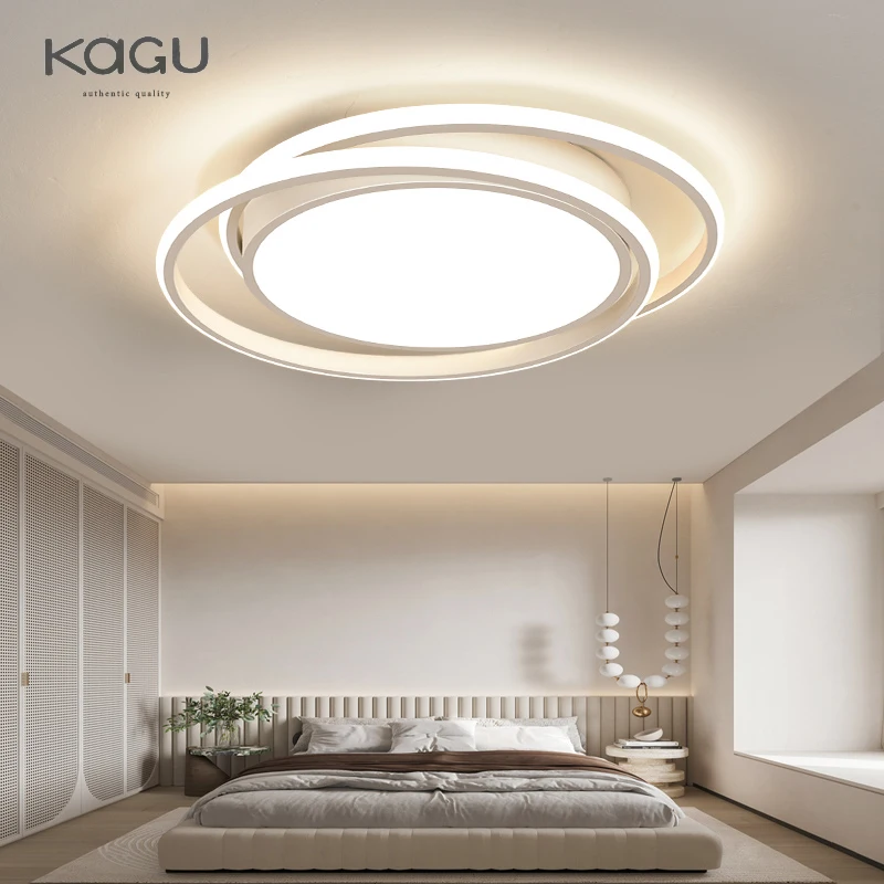 KAGU Modern Round LED Chandelier Living Room Bedroom Kitchen Lamp Study Room Black Gold Ceiling Lamp Home Decoration