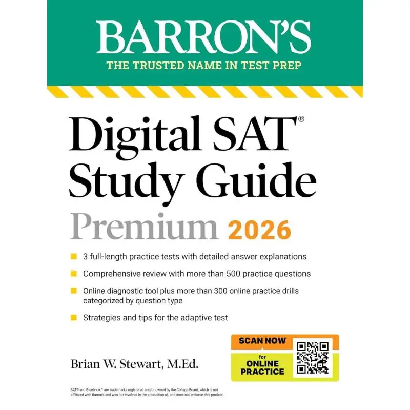 

Digital SAT Study Guide Premium 2026 4 Practice Tests Comprehensive Review Online Practice Barrons 9781506297637