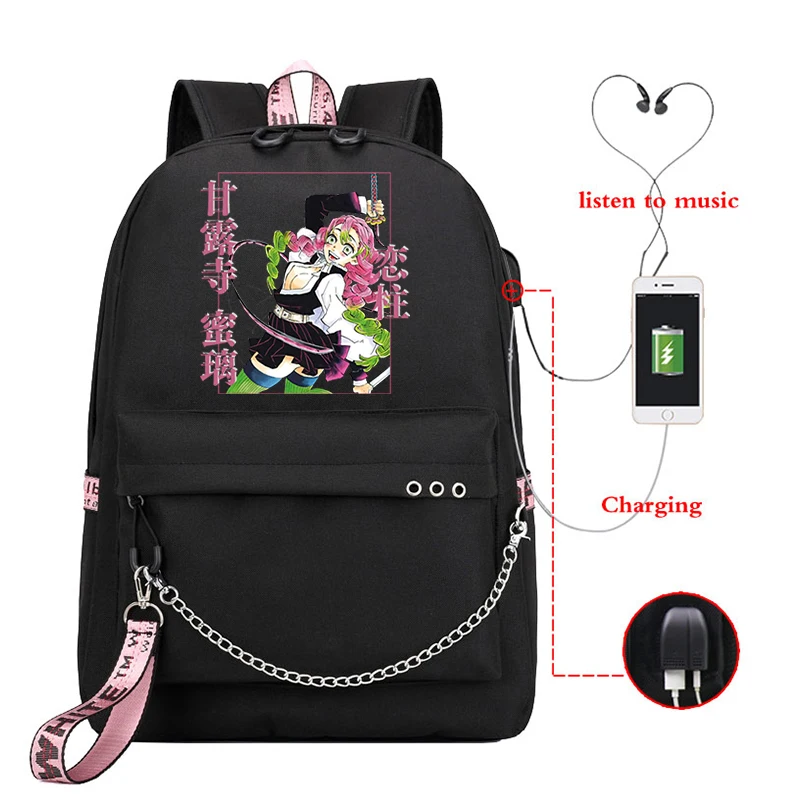 Demon Slayer Anime Travel Bags Female Multifunction Sports Bag Street Style Demon Slayer School College Student Laptop Backpack