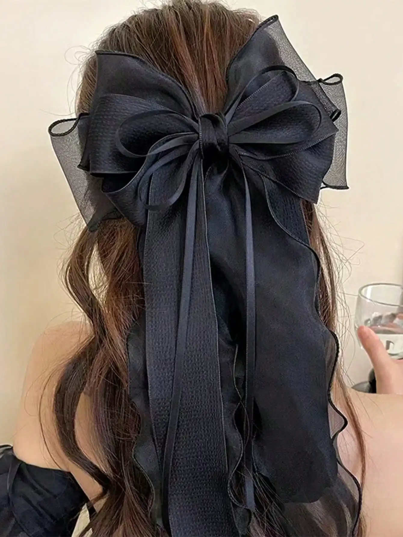 1 Uds. Cinta de lazo de encaje rosa, pinza para el pelo de primavera, pasadores de coqueta, cinta de cola larga para mujer, accesorios para Navidad, San Valentín, boda y graduación