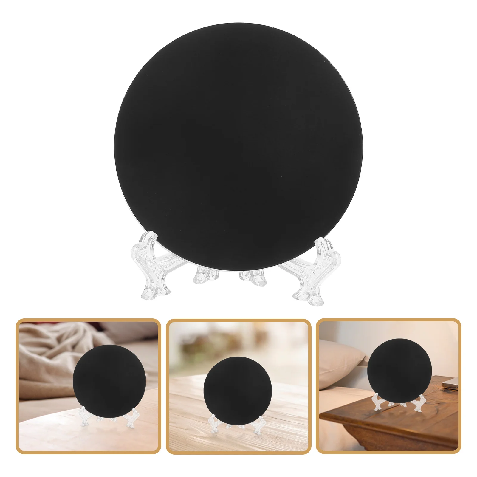 

1Set Obsidian Scrying Mirror Circle Disc Polished Reflective Home Office Desk Decor Gift Meditation Divination Centerpiece