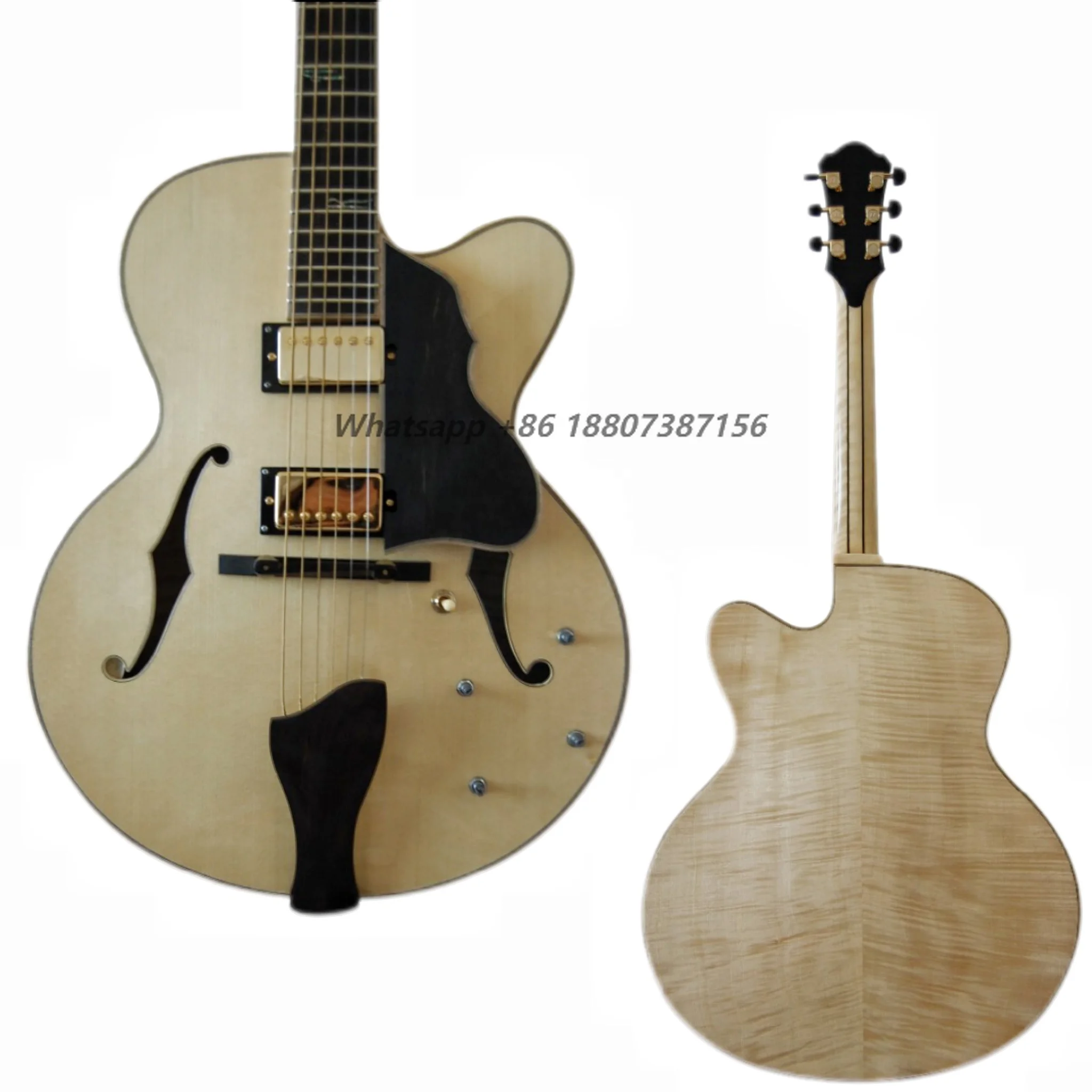 

Semi-hollow Body Handmade Archtop Maple Jazz Guitar Carved Solid Acoustic Electric Customizable Guitar Musical Instruments