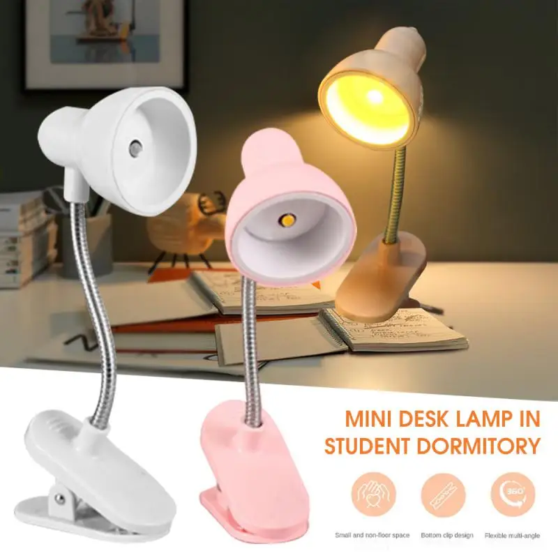 Cute Mini Lamp to Read Book Eye Protection Rotatable Reading Lamp with Clamp Reading Lights for Books Desk Table Bedroom