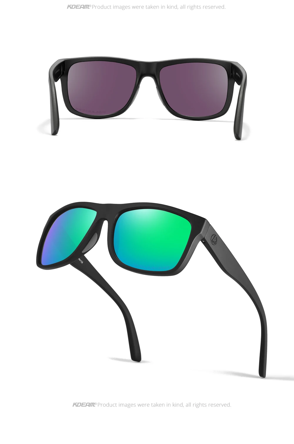 Kdeam polarisierte Sonnenbrille Männer Sport drei dimensionale Marke Logo tr90 quadratische Sonnenbrille ganz schwarz mit Reiß verschluss Fall kd0721 – Detail 23