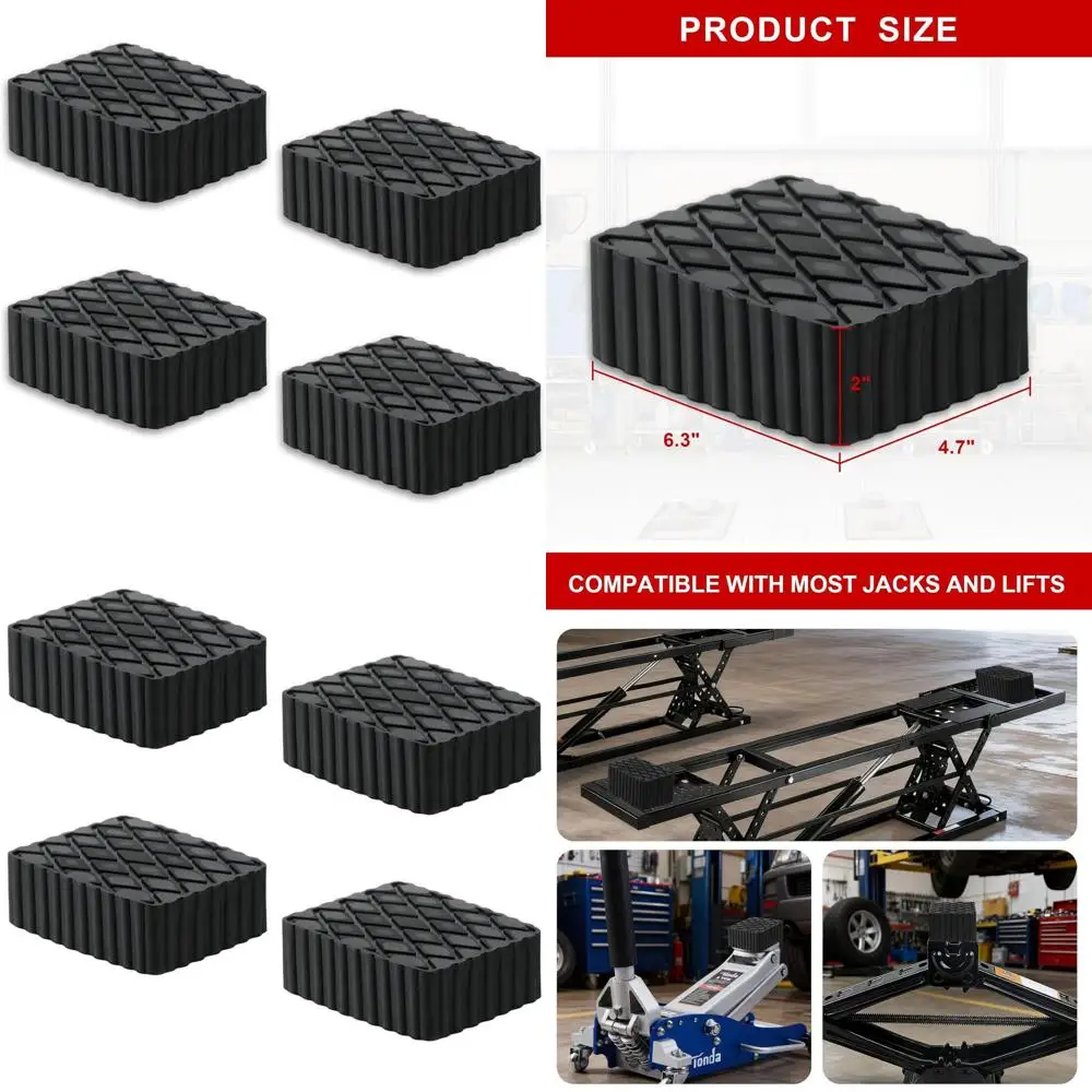 

4-Pack Solid Rubber Jack Blocks, Non-Slip Pads for Cars, SUVs, and Light Trucks, 12000lbs Capacity, 6-3/8 x 4-3/4 x 2
