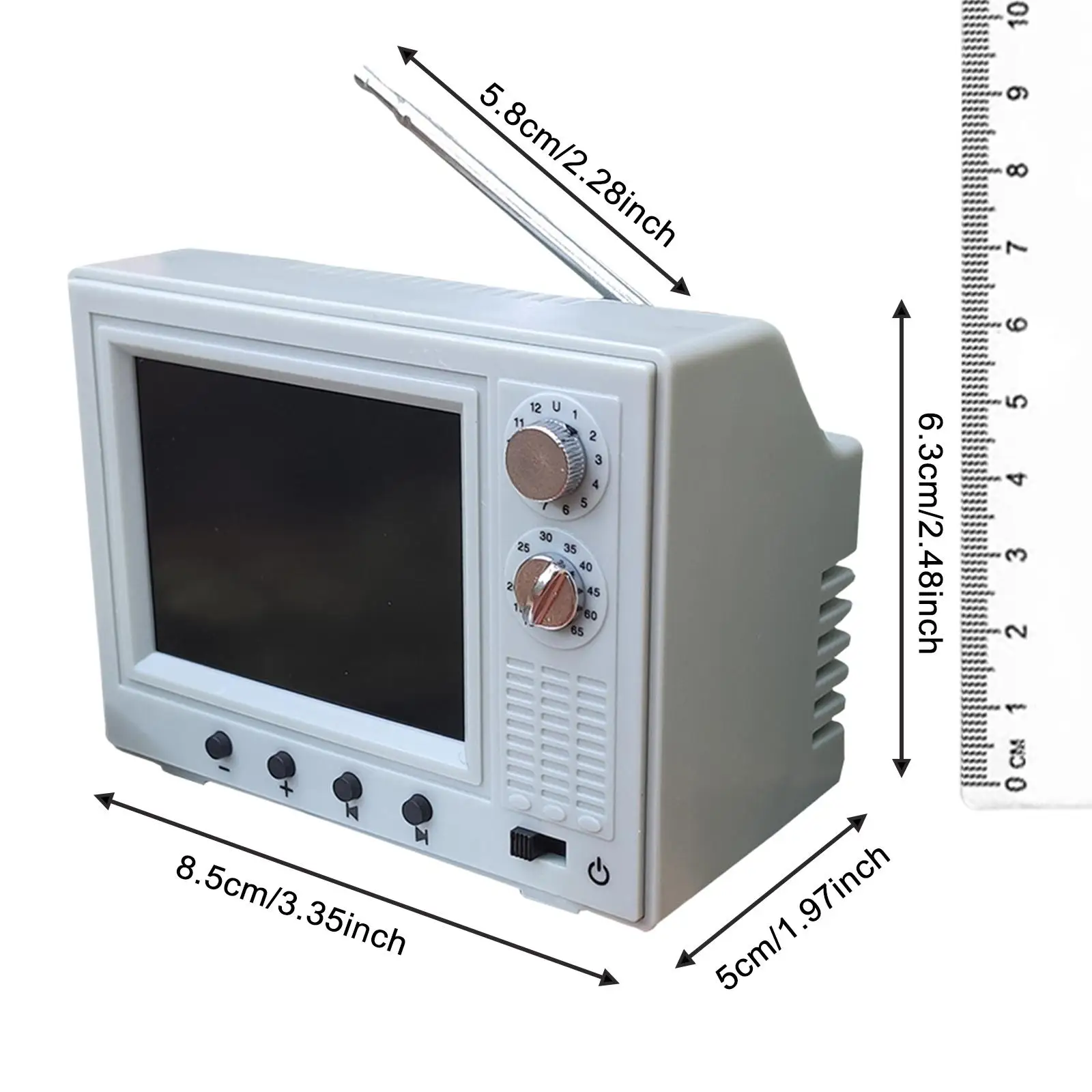 미니 워킹 TV 인형집용, 12TH 스케일 미니어처 인형 가구 장식, 미니어처 TV, 작은 텔레비전 장난감 미니 TV 가구