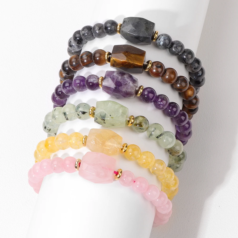 Natural stone Crystal Gem Bracelet Beaded Fashion Jewelry For Women Men Wholesale