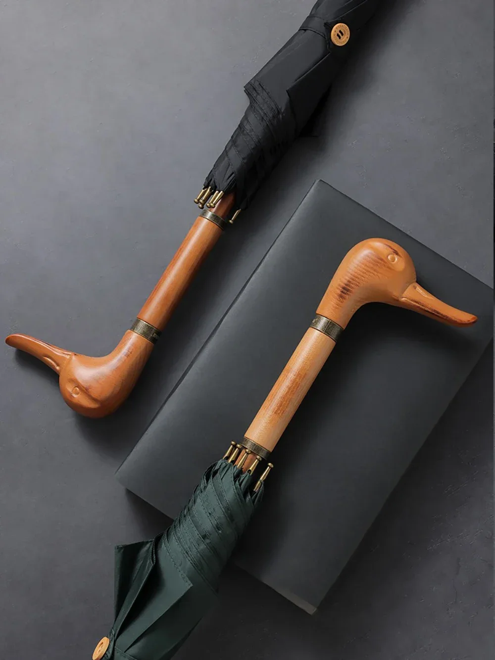 Parachase Duck Head Long Umbrella Men Women Wooden Handle Umbrella Windproof Strong 8K Luxury Umbrella Rain Waterproof 280T