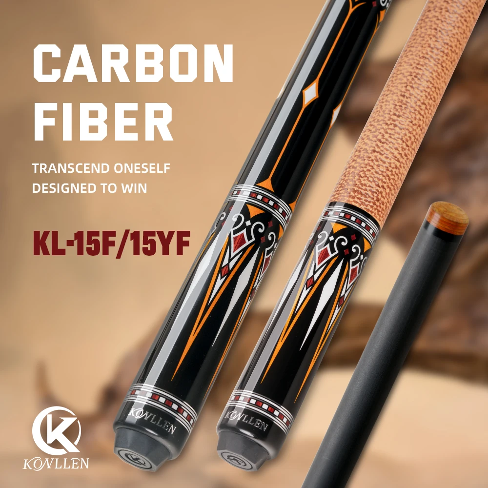 

KONLLEN Carbon Fiber Pool Cue Stick 12.5mm Tip Leather Grip Billiard Professional Taper 3*8/8 Joint Billar Kit with Case