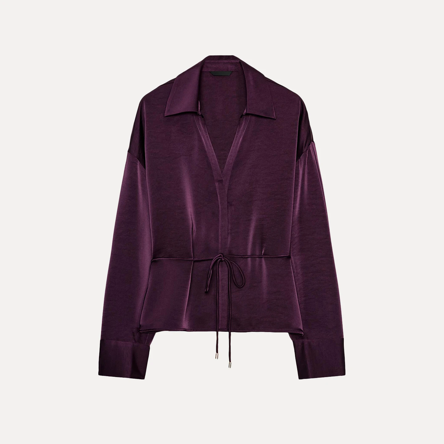 Z Damen Faion irt 2025, neuer SLE-dünner Gürtel, Seidensatin-Textur, lockere Passform, lang, Sve-Button-Down, normale Länge