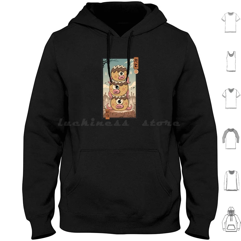 Yokai Takoyaki In Edo Hoodies Long Sleeve Takoyaki Yokai Yokai Takoyaki Anime Japaneseart Ukiyo E Woodblock Japan Edo