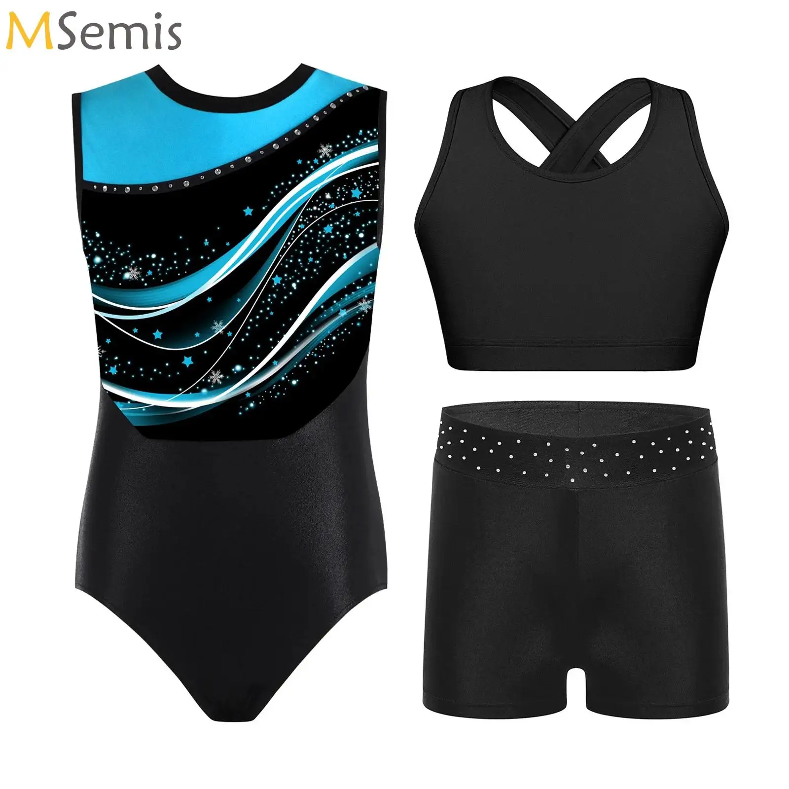 

Kids Girls Gymnastics Ballet Dance Leotard Shiny Ballerina Dance Costume Sleeveless Athletics Costume Child Training Bodysuit