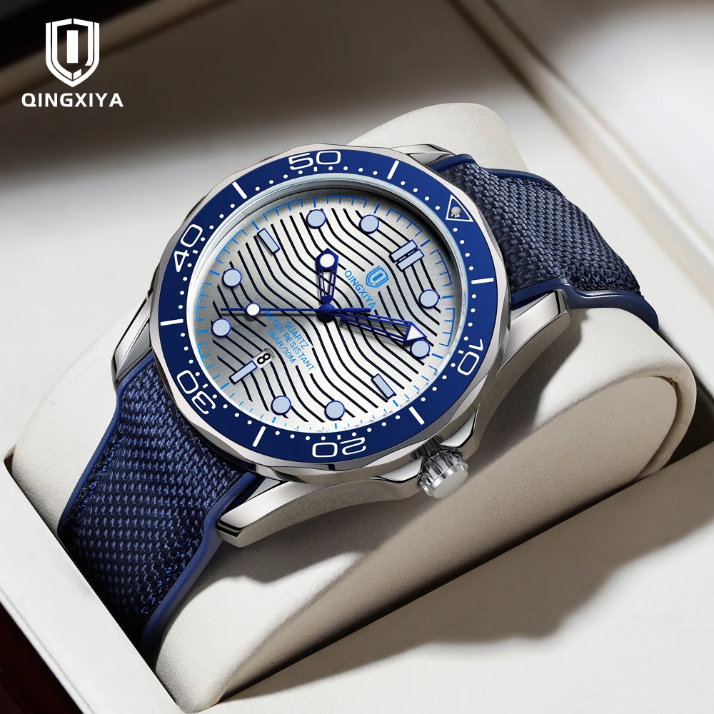 QINGXIYA Business Watch For Men Waterproof Rotating Luminous Bezel Date Man Wristwatch Silicone Strap Quartz Men's Watches Male