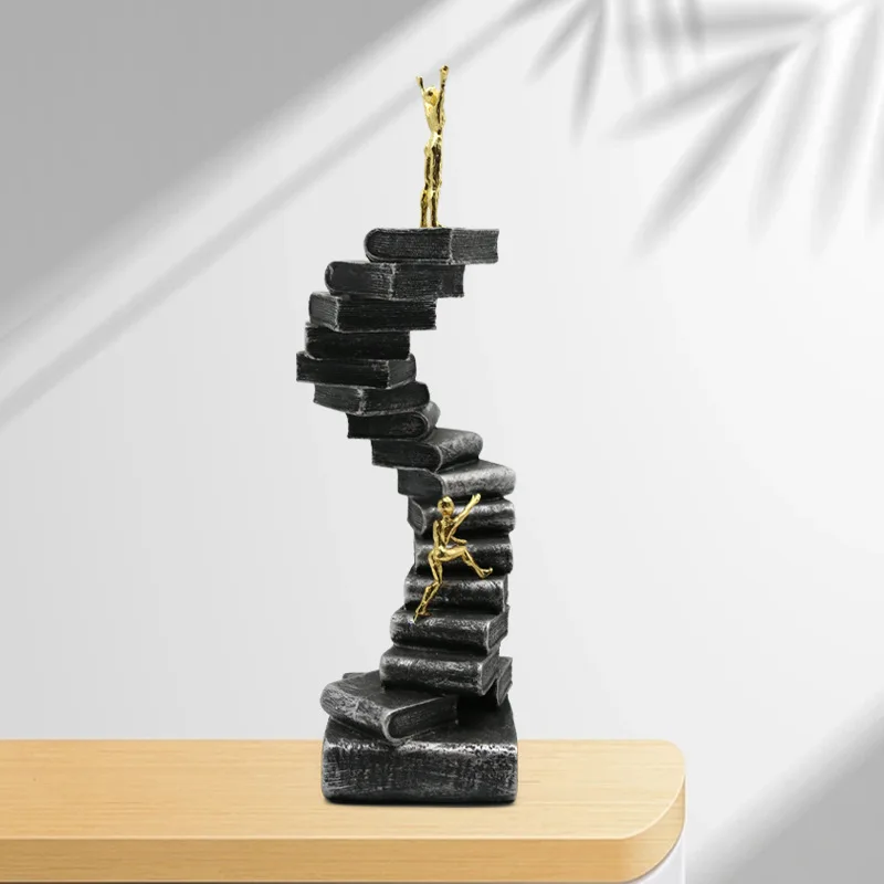 

Stairs Character Ornament Book Mountain Ladder Statue Office Living Room Entrance Study Soft Decoration Resin Crafts