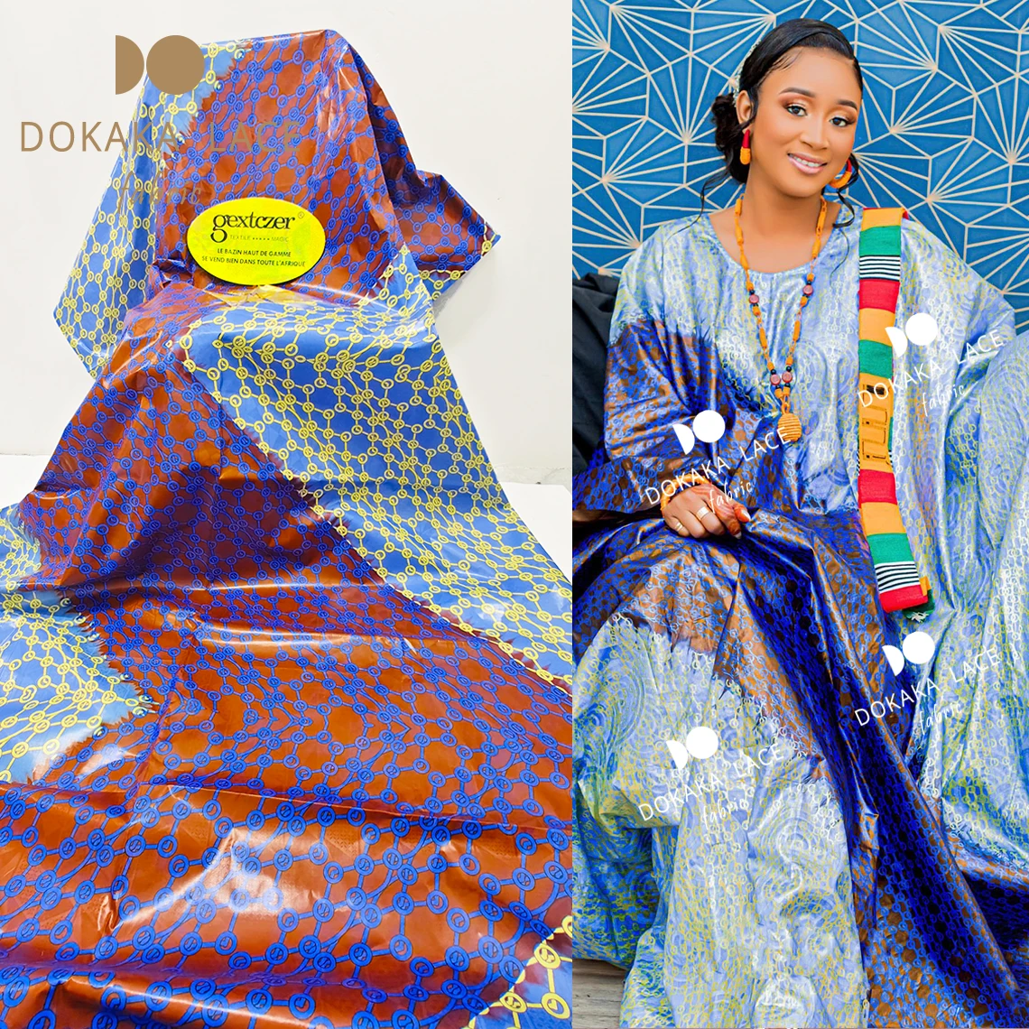 

Guinea Senegal Basin Riche Jacquard Fabric 2023 High Quality Printed Bazin Rich For Nigerian Women Wedding Bride Dress Material