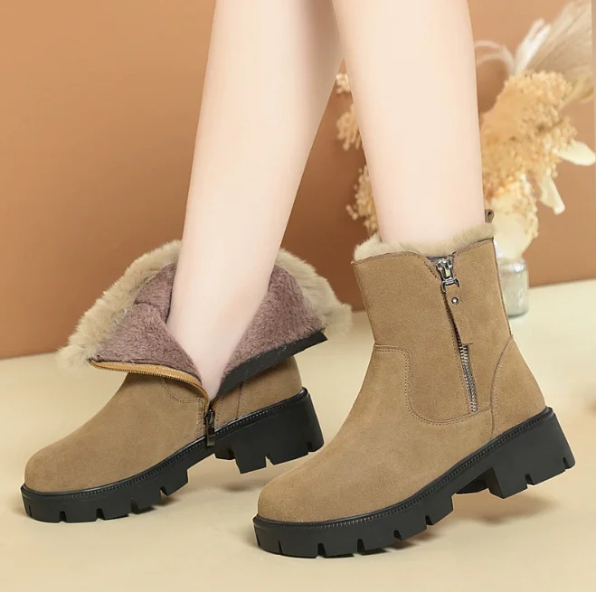 

Designer Shoes Plus Size Warm Wool Snow Boots Women's Cowhide Natural Suede Nude Boots Boots New Casual Original Women's Shoes