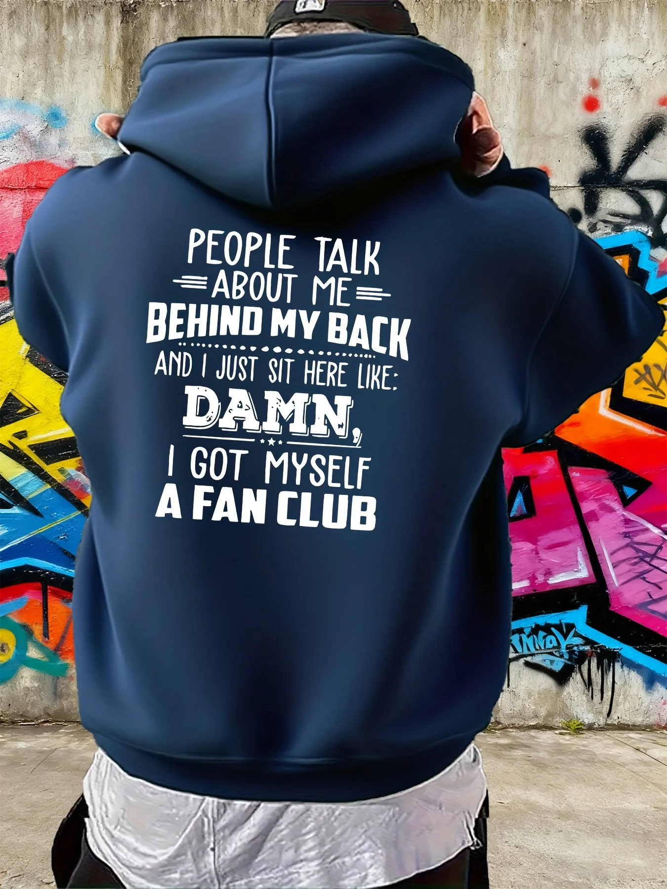 Men People Talk About Me Behind My Back Fan Club Hoodie Funny Sarcastic Text Back Print Streetwear Sweatshirt