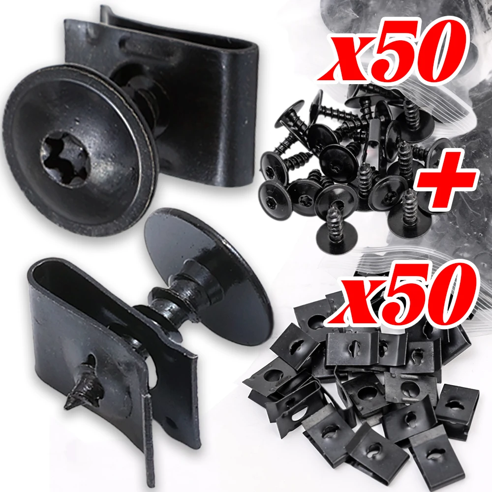 

Self Tapping Screw Washer Fasteners Car Truck Modification Parts Anti-Rust Corrosion Resistance Metal Screws U-Shaped Clips Set