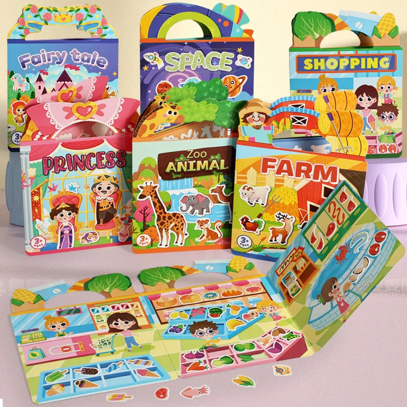 

Kids' Reusable Jelly Sticker Book, DIY Creative Jelly Stickers, Portable Quiet Busy Paste Sticker Book, Sticker Toy for Children