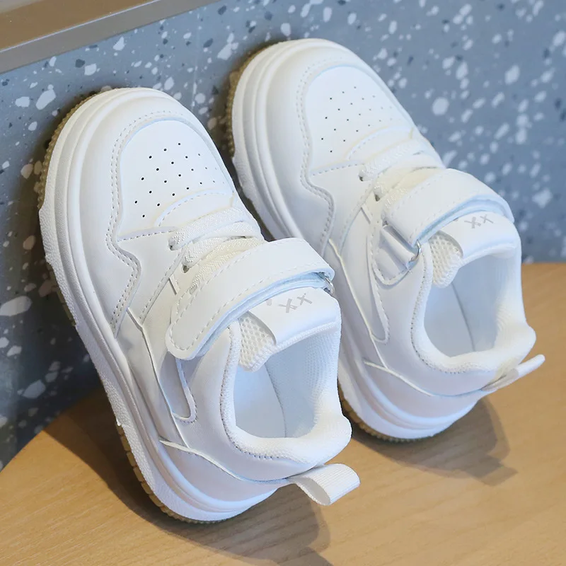 

Children Spring Autumn Sport Shoes Children Casual Soft-soled Shoes Kid Small Whiteboard Shoes Velcro Anti-collision Rounded Toe