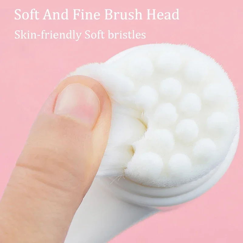 แปรงซิลิโคนสบู่ล้างหน้าสองด้านแบบพกพาขนาดเล็ก3D ทำความสะอาดใบหน้าการสั่นสะเทือนนวดล้างหน้าเครื่องมือดูแลผิว