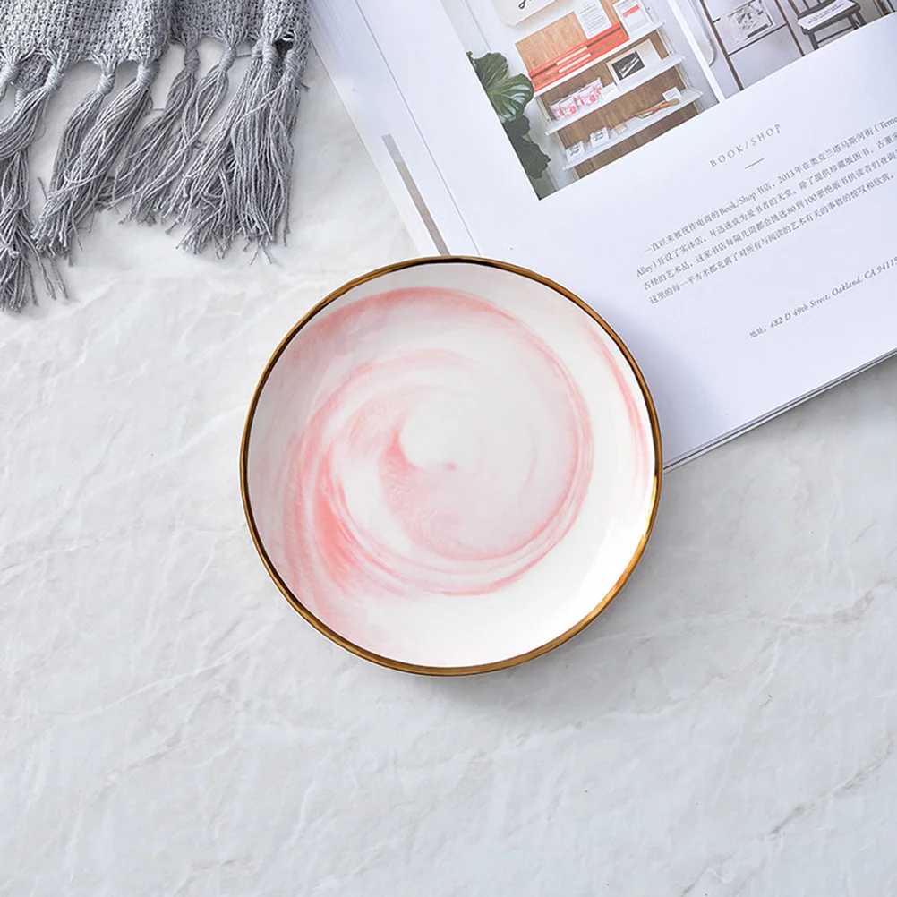 

6 Inch Marble Pattern Gold Rim Dish Plate Phnom Penh Ceramic Dessert Tray Snack Plate for Western Food Fruit