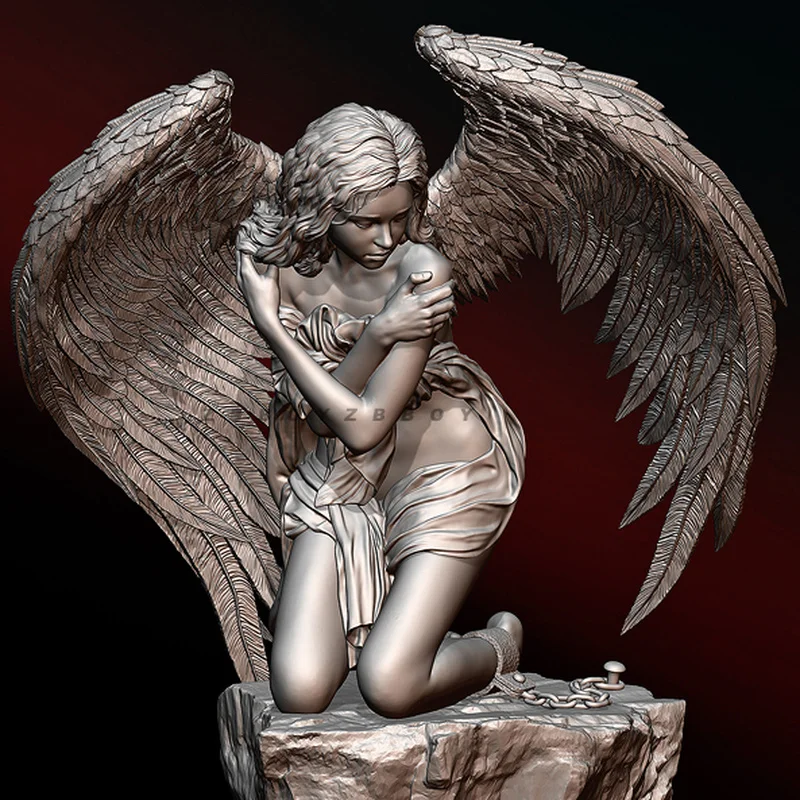

1/24 Confessing Angel Girl Resin Model Figure Gk Micro Miniature 3d Printed White Model Toy Unassembled And Unpainted Kit