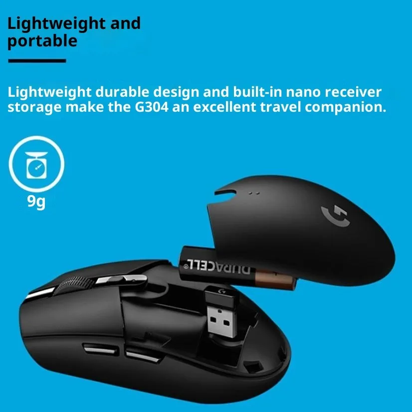 لوجيتك G G304 ماوس لاسلكي للألعاب الرياضية الإلكترونية الطرفية لسطح المكتب والكمبيوتر المحمول، ألعاب الكمبيوتر 2.4G ماوس مريح