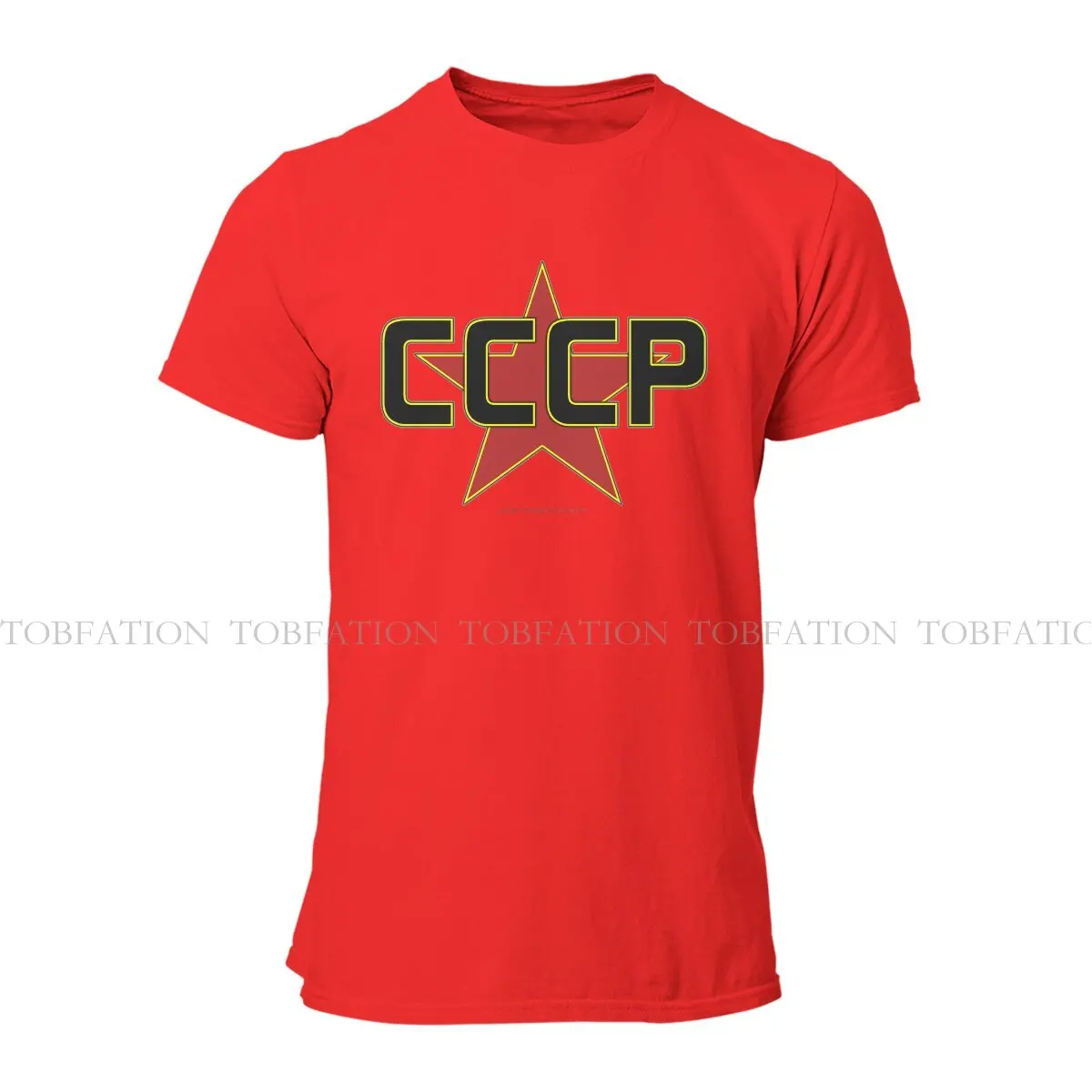 Russian USSR CCCP Creative TShirt for Men Over The Red Star  Round Neck Pure Cotton T Shirt Birthday Gifts Streetwear