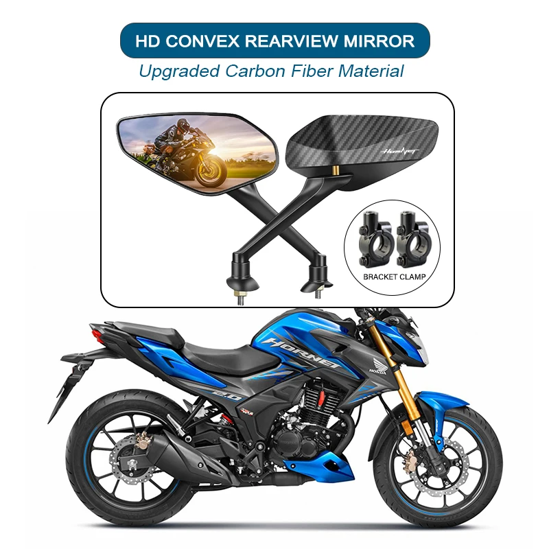 Мотоциклетное внедорожное антивибрационное антибликовое широкоугольное зеркало заднего вида для Honda Hornet 600 900 CB600F 900F CB750 2025 обновление Мотоциклетное внедорожное антивибрационное антибликовое широкоугольное зеркало заднего вида для Honda Hornet 600 900 CB600F 900F CB750 2025 обновление