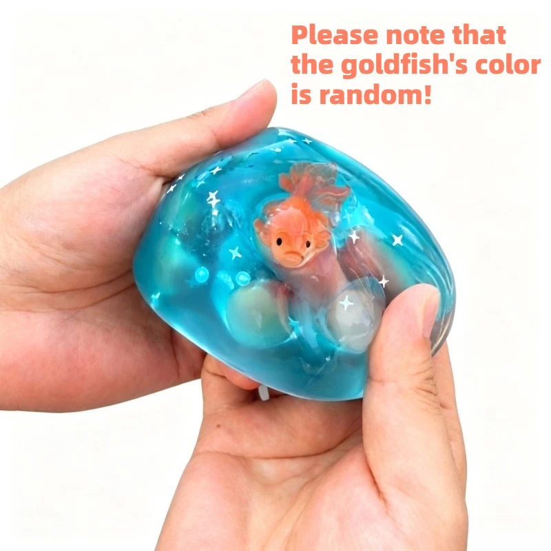 Coconut Oil Ocean Ball Goldfish Squishy Sensory Toys Moldable Stress Balls Non‑Rebound Beads Star Sequins Inside Soft Fidget Toy