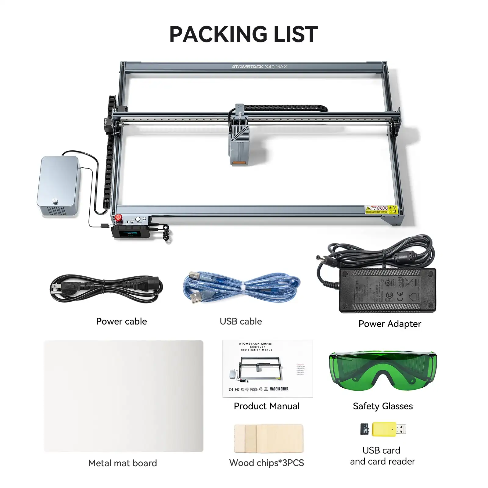 【2026】ATOMSTACK S40 X40 A40 MAX  Engraver Cutter with F30 Pro Air Assist Kit Fixed Focus 24W/48W Dual Modes App 800*400mm
