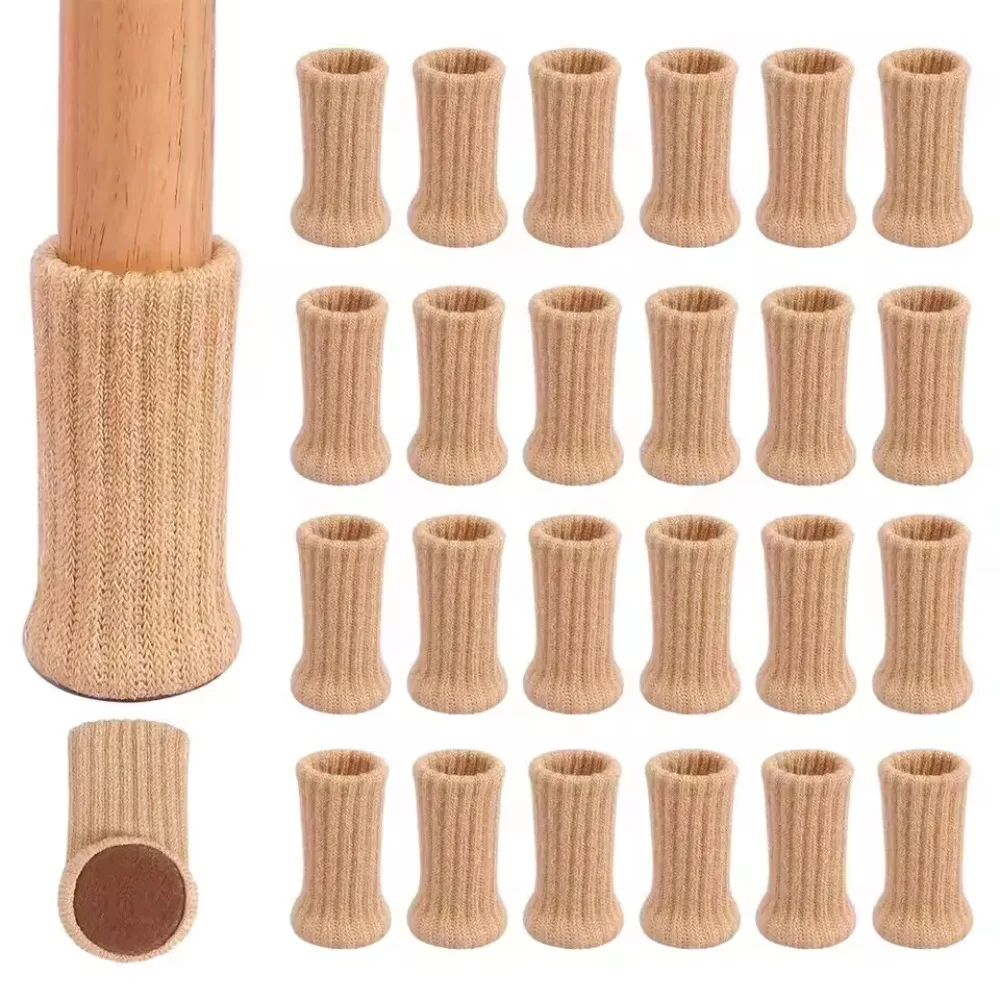 24 stuks stille gebreide meubelpoten sok vilt basis elastische vloerbeschermer slijtvaste universele stoelpootafdekking tafel