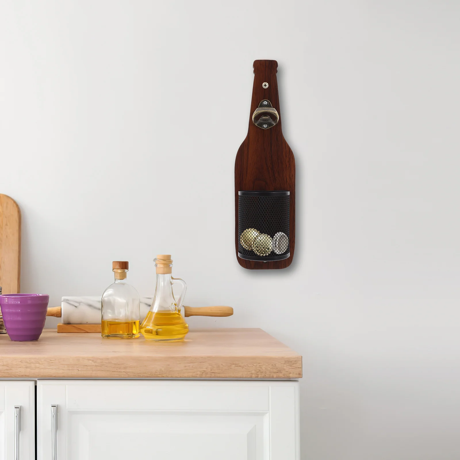 

1pc Wall Mount Beer Bottle Opener Cap Catcher For Home Bar Kitchen Manual Soda Beverage Opening Tool Compact Lid Remover