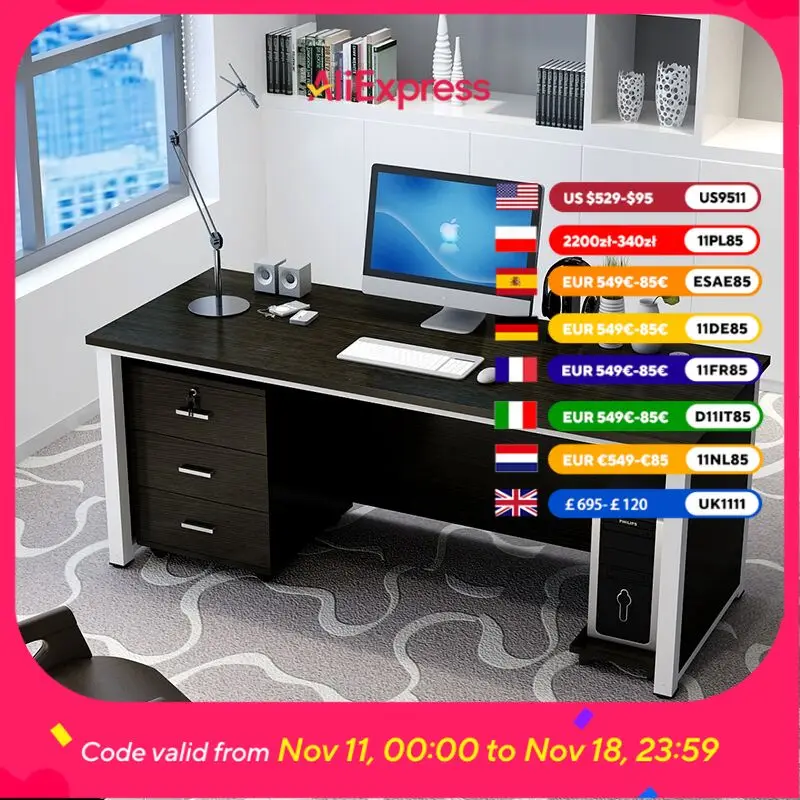 

Large Drawer Gaming Computer Table Organizer Wide Executive Storage Computer Desks Study Wooden Mesa Gamer Pra Pc Furniture