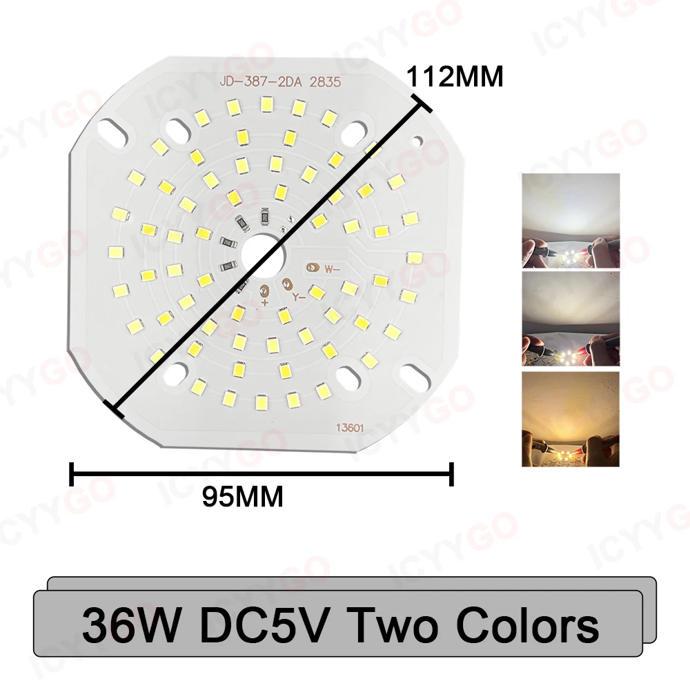 Imagem -05 - Dupla Cor Temperatura Baixa Tensão Bulbo Fonte Luminosa 12w 18w 36w dc 5v